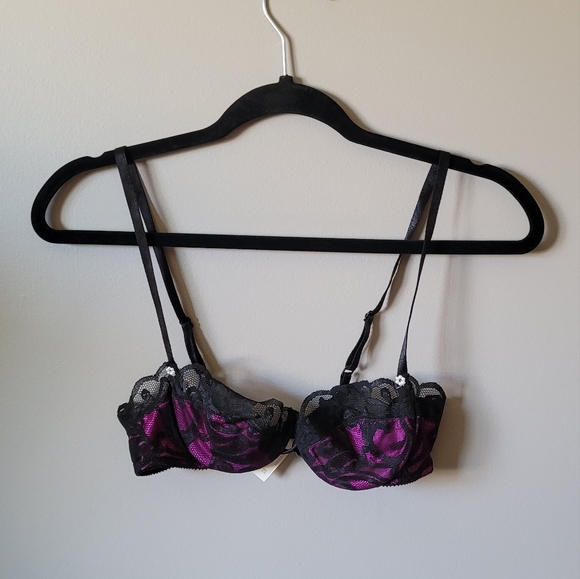 Purple black lace Victoria secret Gold label bra - Picture 2 of 10